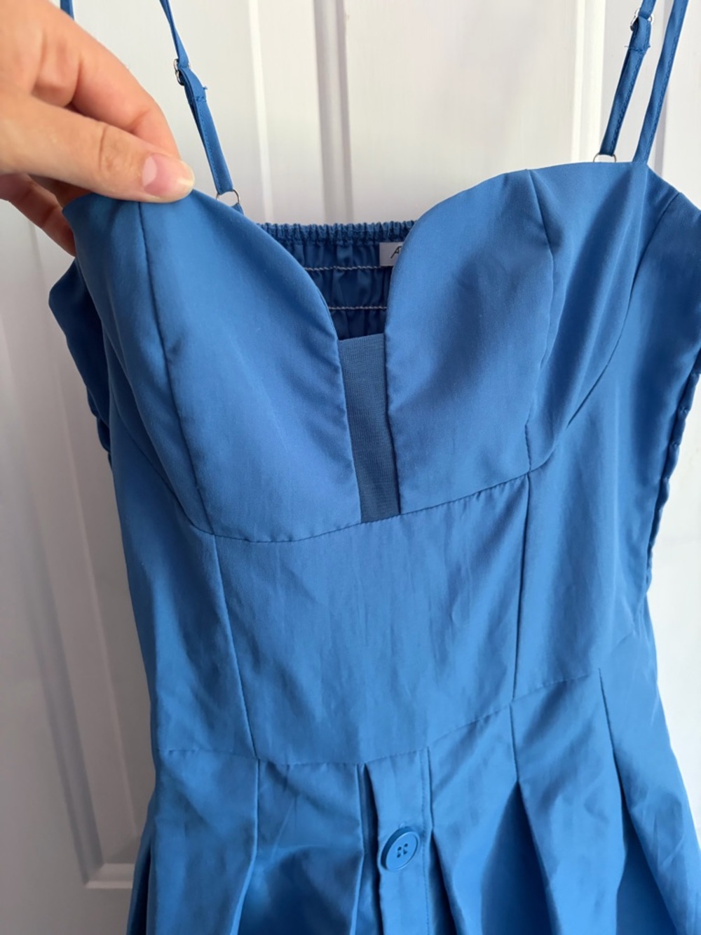 Sweetheart Button-Front Midi Dress in Dusty Blue - Picture 4 of 9
